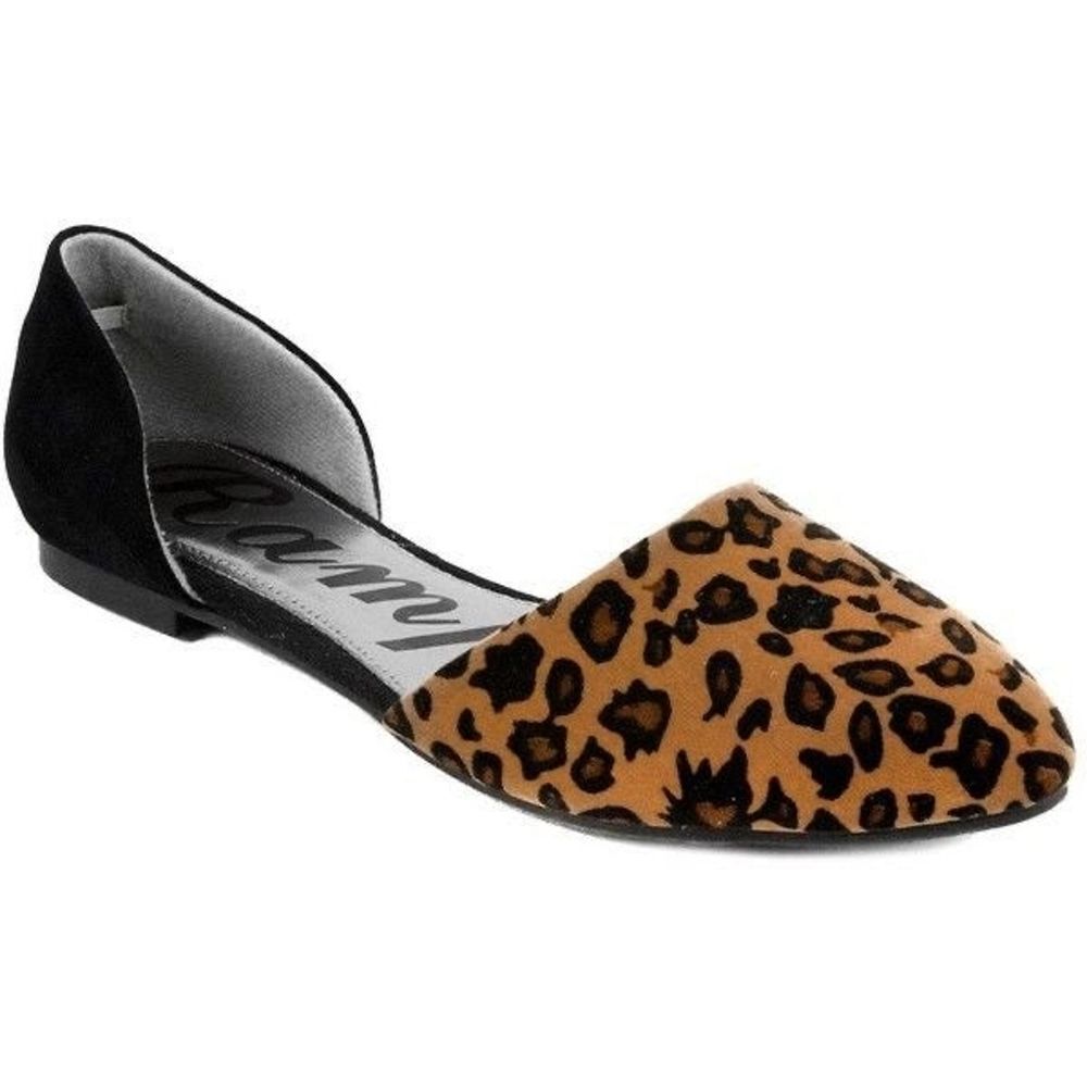 Rampage Leopard Print Pointed Toe D'Orsay Flats - Tan & Black